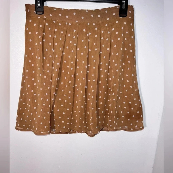 Old Navy,S, warm polkadot, pleated skirt, elastic waist, sheer with lining mini - Picture 1 of 8